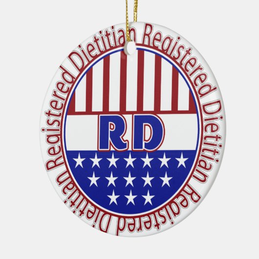 RD登録栄養士の愛国心のロゴ セラミックオーナメント (左)