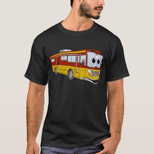 Rd金ゴールドRVバス漫画キャンパー Tシャツ (正面)