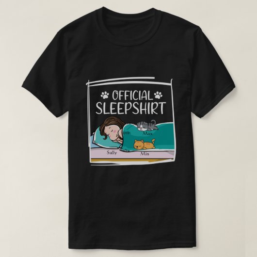 RD Official Sleepshirt - パーソナライズされた猫好き Tシャツ (デザイン正面)