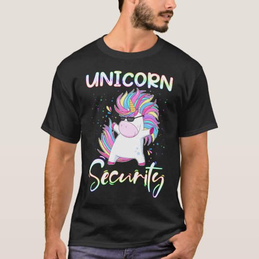 RD Unicorn Security Rainbow Muscle Manly Funny  Tシャツ (正面)