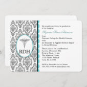 RDH卒業歯科衛生士衛生ダマスク 招待状 (正面/裏面)