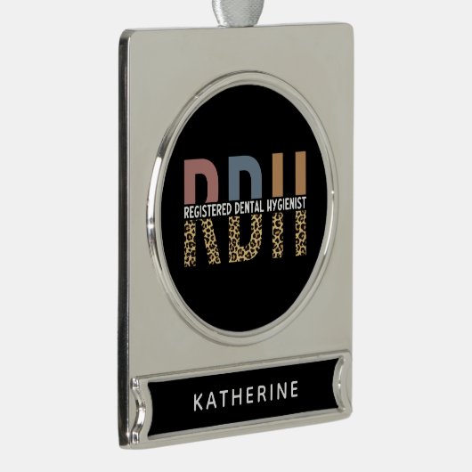 RDH登カスタム録歯科衛生士ギフト シルバープレートバナーオーナメント (右)