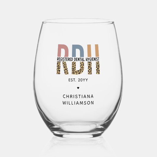RDH登カスタム録歯科衛生士ギフト ステムなしワイングラス (正面)