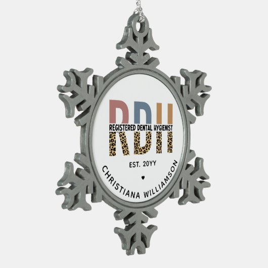 RDH登カスタム録歯科衛生士ギフト スノーフレークピューターオーナメント (左)