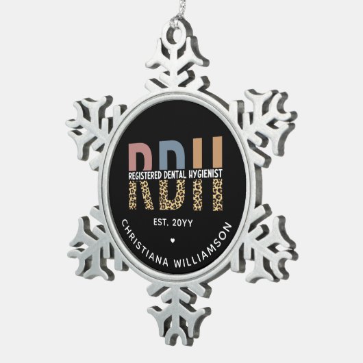 RDH登カスタム録歯科衛生士ギフト スノーフレークピューターオーナメント (右)