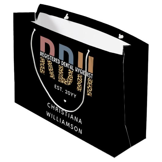 RDH登カスタム録歯科衛生士ギフト ラージペーパーバッグ (裏面アングル)