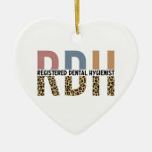 RDH登録歯科衛生士レオパードタイポグラフィ セラミックオーナメント (正面)
