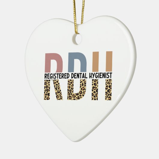 RDH登録歯科衛生士レオパードタイポグラフィ セラミックオーナメント (左)