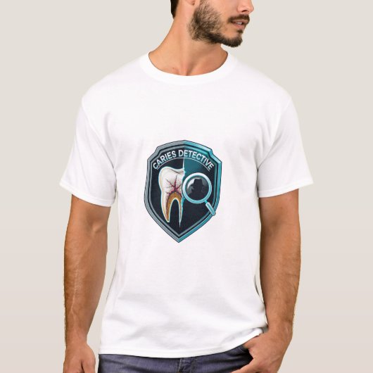 RDH虫歯探偵バッジ デザイン | ミニマリストデンタル Tシャツ (正面)