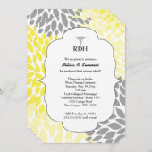 RDH RN BSN卒業式招待状イエローグレー 招待状 (正面/裏面)