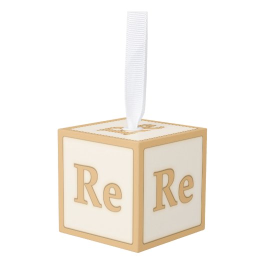 "Re"ソルフェッジョミュージカルベビーブロックオレンジ キューブオーナメント (正面アングル)