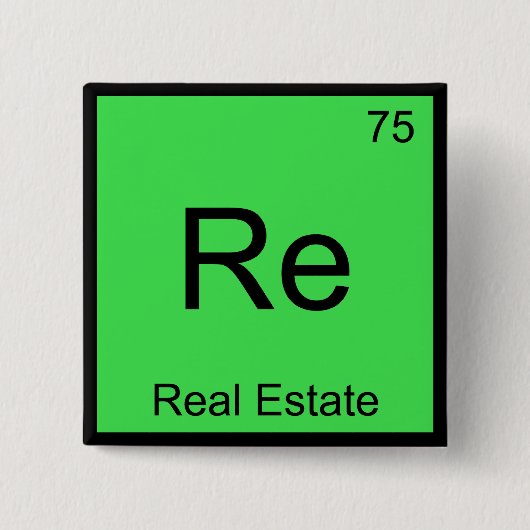 Re - Estate 実在 Chemistry ElementシンボルおもしろいT 缶バッジ (正面)