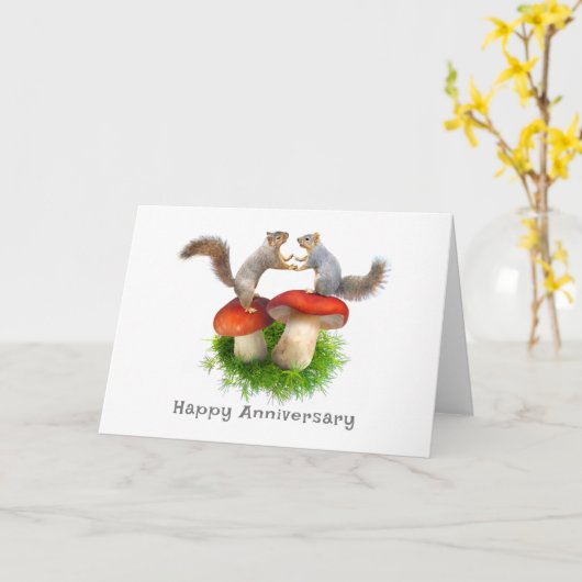 Re Mathes Anniversary Cardのリス カード (黄色い花)