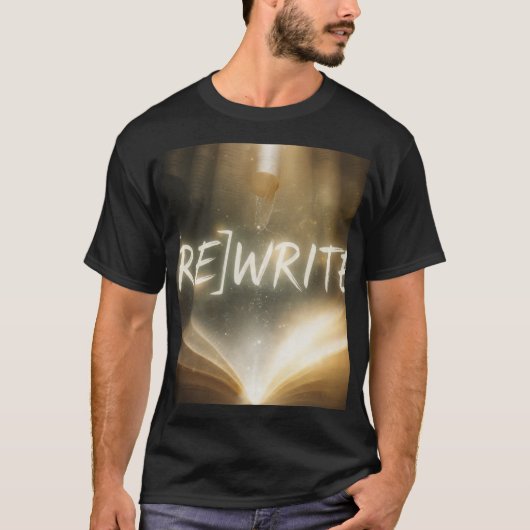 [RE]WRITE - 神秘的な魔法の本と黄金の輝き インスピレーション Tシャツ (正面)