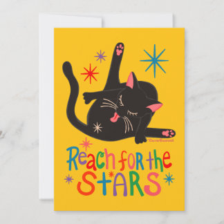 Reach for the Stars Funny Cat Butt Pun カード