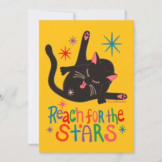 Reach for the Stars Funny Cat Butt Pun カード (正面)