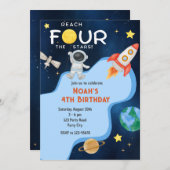Reach Four The Stars 4th Birthday Invitation Space 招待状 (正面/裏面)