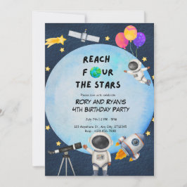 Reach FOUR the Stars - Twin 4th Birthday Invitatio 招待状