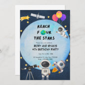 Reach FOUR the Stars - Twin 4th Birthday Invitatio 招待状 (正面/裏面)