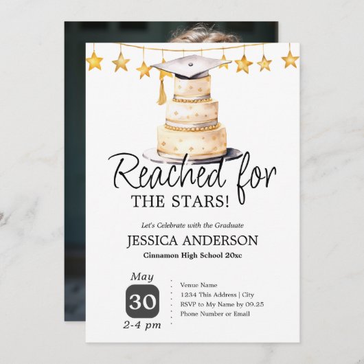 Reached for the Stars Graduation Party One Photo  招待状 (正面/裏面)