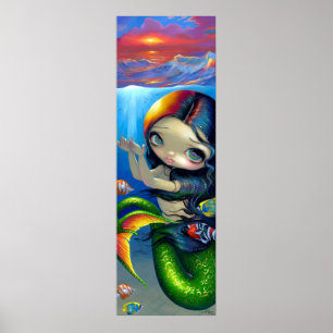 Reaching For Sunset ART PRINT big eyed mermaid ポスター