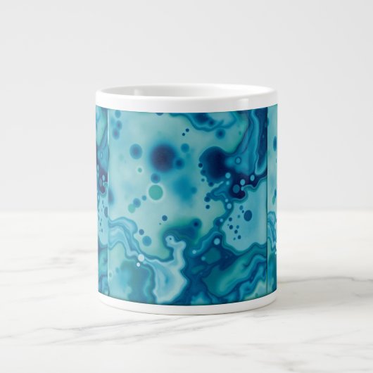 Reactive Glaze Deep Blue Green Fluid Texture Mug ジャンボコーヒーマグカップ (正面)