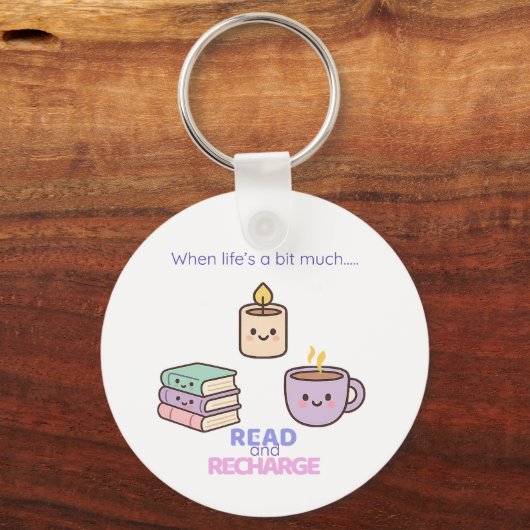 Read And Recharge Keyring Kawaii Book Lover Gift  キーホルダー (裏面)