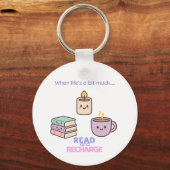 Read And Recharge Keyring Kawaii Book Lover Gift  キーホルダー (正面)