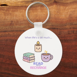 Read And Recharge Keyring Kawaii Book Lover Gift  キーホルダー