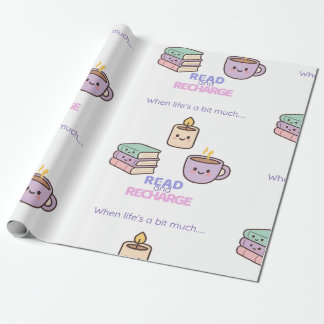 Read And Recharge Wrapping Paper Kawaii Book Lover ラッピングペーパー