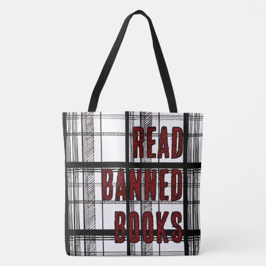 Read Banned Books Hand Drawn Plaid トートバッグ (正面)