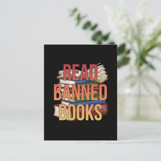 Read Banned Books Librarian Bookworm Book Reader ポストカード (スタンド正面)