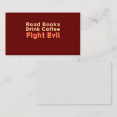 Read Books Drink Coffee Fight Evil プレイスカード (正面/裏面)