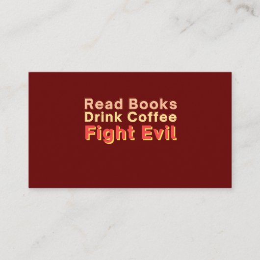 Read Books Drink Coffee Fight Evil プレイスカード (正面)
