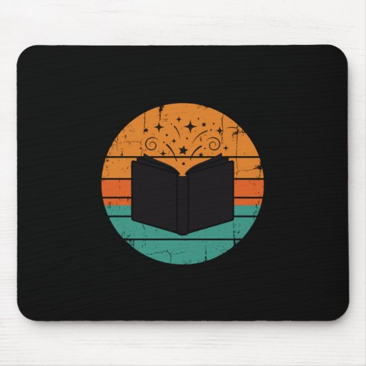 Read children's books funny vintage retro men マウスパッド (正面)