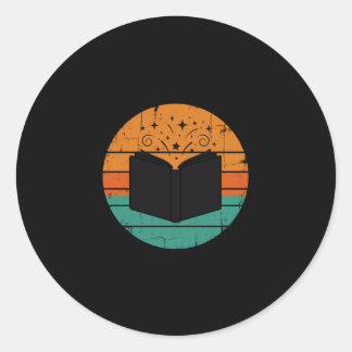 Read children's books funny vintage retro men ラウンドシール
