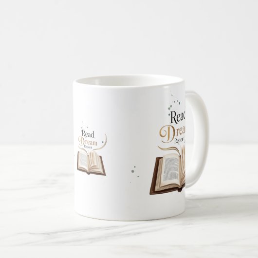 Read Dream Repeat Ceramic Mug - Flaming Book  コーヒーマグカップ (正面右)