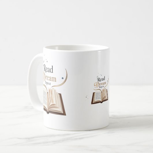 Read Dream Repeat Ceramic Mug - Flaming Book  コーヒーマグカップ (正面左)