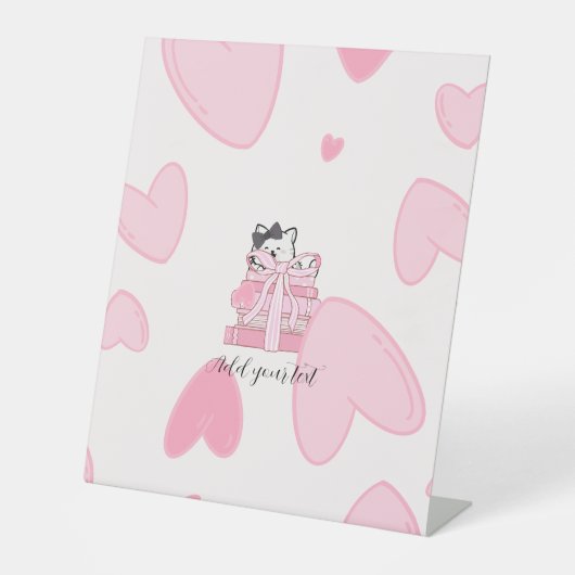 Read • Love • Display – Cat & Book Pedestal Sign 台座サイン (正面)