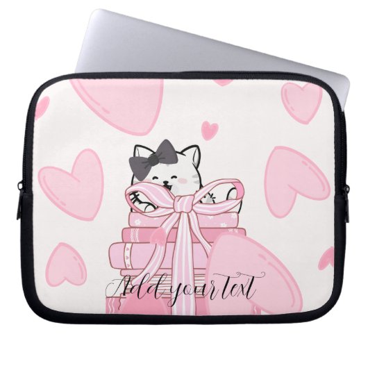 Read • Love • Protect – Cat Book Electronics Bag ラップトップスリーブ (正面)