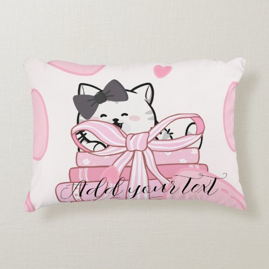 Read • Love • Relax – Cat & Book Pillow アクセントクッション (正面)