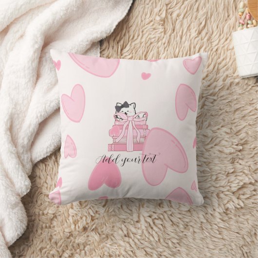 Read • Love • Relax – Cat & Book Pillow クッション (ブランケット)