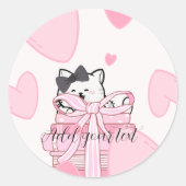 Read • Love • Stick – Cat & Book Sticker ラウンドシール (正面)