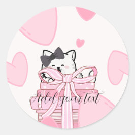 Read • Love • Stick – Cat & Book Sticker ラウンドシール