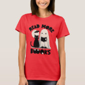 Read More BOOks Bookworm Ghost Reading Halloween Tシャツ (正面)