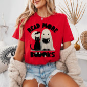 Read More BOOks Bookworm Ghost Reading Halloween Tシャツ