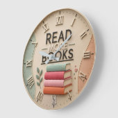 Read More Books Library Reading Nook Teacher Gif ラージ壁時計 (傾斜)
