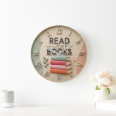 Read More Books Library Reading Nook Teacher Gif ラージ壁時計 (ホーム)