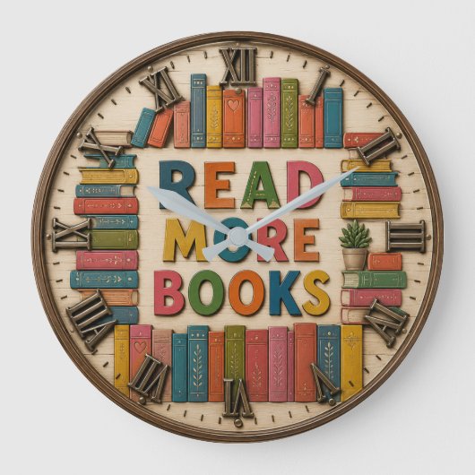 Read More Books Reading Classroom ラージ壁時計 (正面)