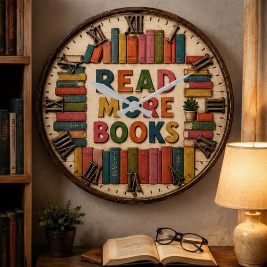 Read More Books Reading Classroom ラージ壁時計